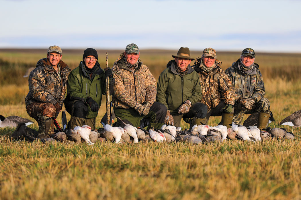 The author’s group enjoyed two banner days on the prairie, taking a mixed bag of specklebellies, Canadas, Ross’ geese and ducks.