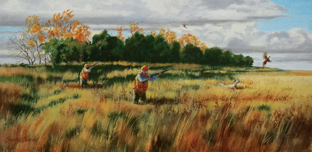 “Roosters in the crp,” by Bucky Bowles.