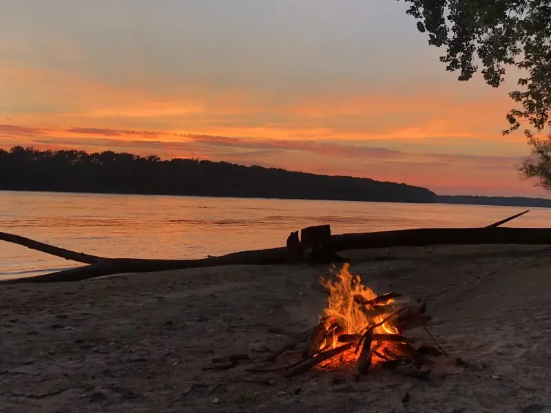 Mississippi Riverbank Bonfire
