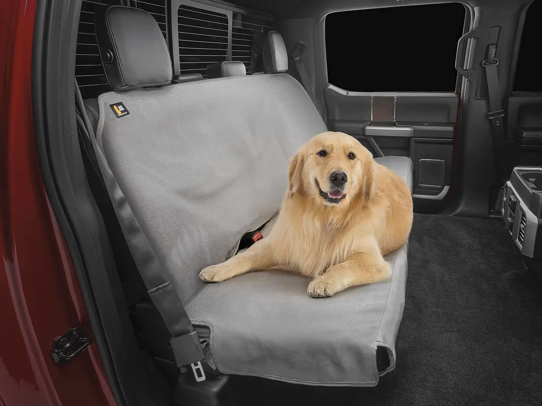 Weathertech Seat Protector with golden retriever model
