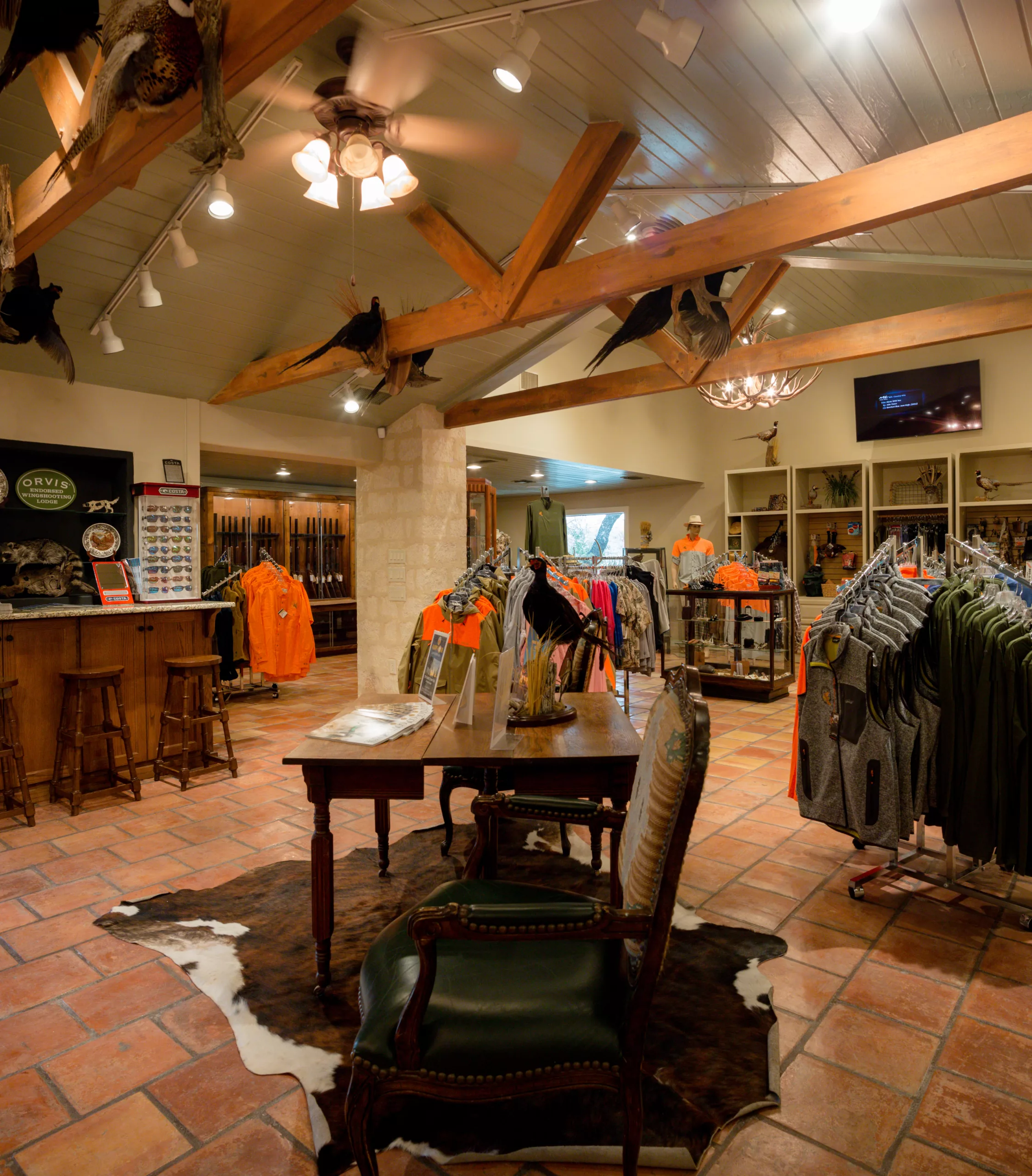 The pro shop at Joshua Creek Ranch is stocked with hunting gear and guns.