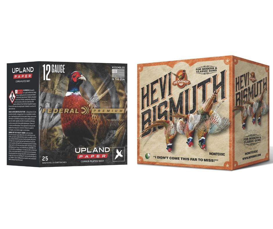 A box of Federal Ammunition shells and a box of Hevi Bismuth shells.
